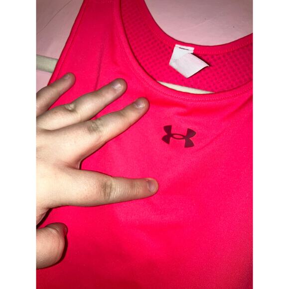 Under Armour HeatGear Hot Pink Racerback Semi Cropped Athletic Tank Size XS - Picture 4 of 6
